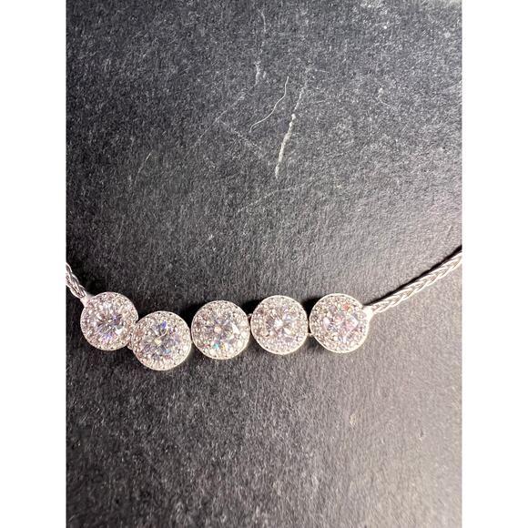 Sterling Silver CZ Halo Bolo Bracelet Adjustable Sparkle Slider Bracelet - Picture 6 of 15